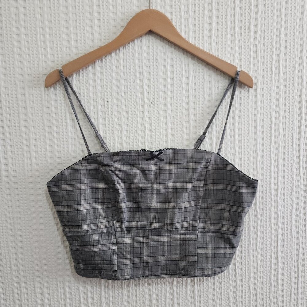 Wild Fable Black and White Plaid Crop Top Women's Size X-Large